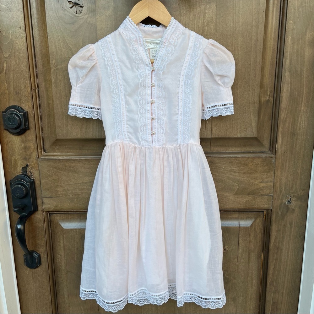 Gunne Sax Light Pink Lace Kids Dress